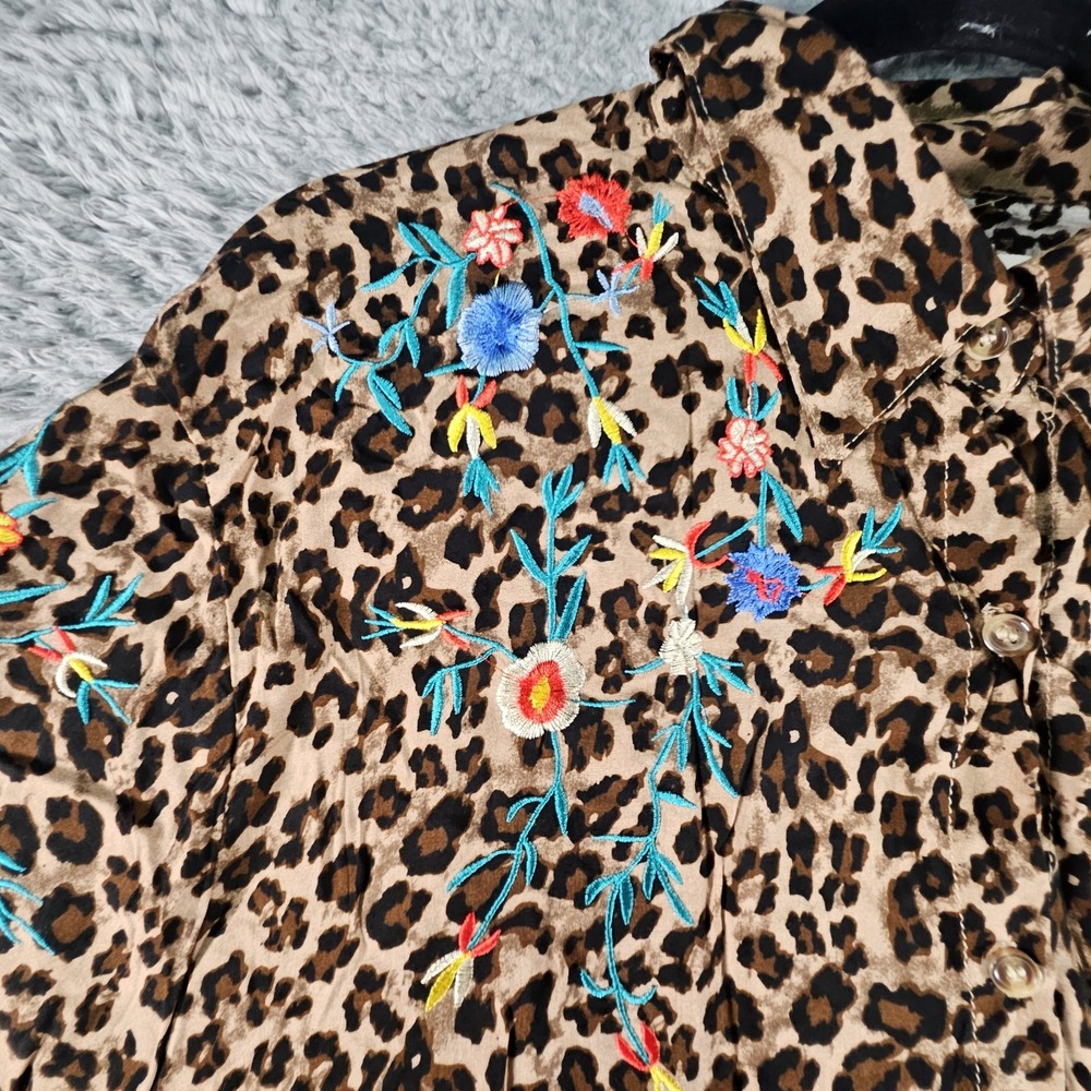 Grace & Emma High Low Tunic Top Womens‎ 2XL Cheetah Embroidere Blouse Swim Cover - Picture 4 of 14
